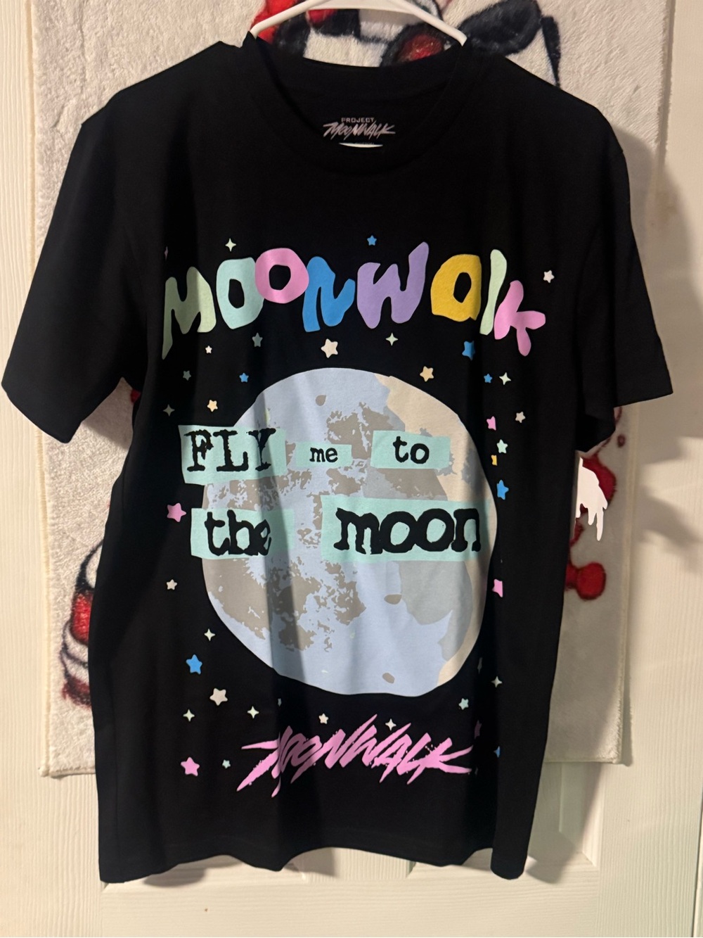 Black y t shirt ewith Pink Script Logo
